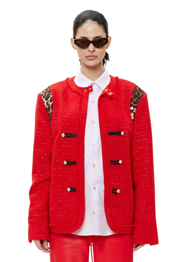 レイブレス(LABELESS) LEOPARD TWEED JACKET