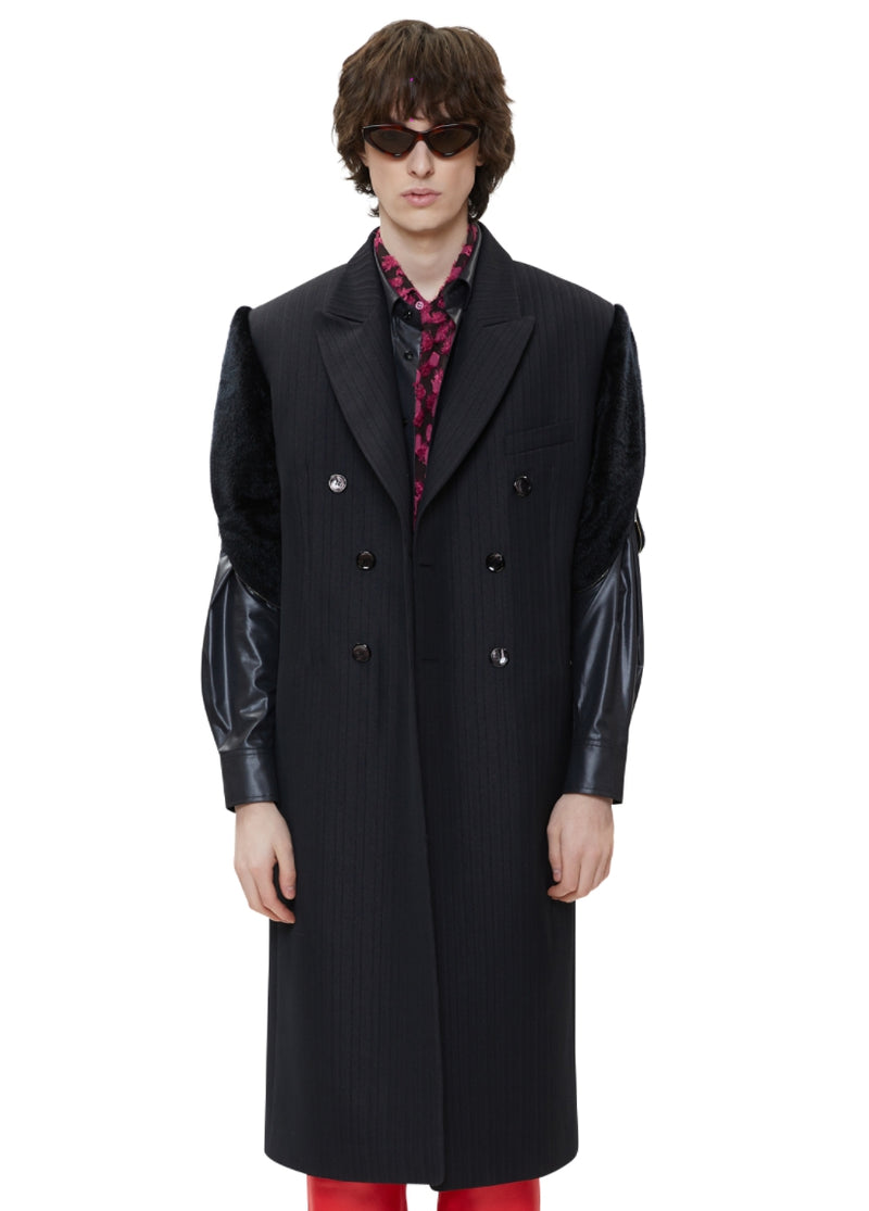 レイブレス(LABELESS) BLACK CUT SLEEVE LONG COAT