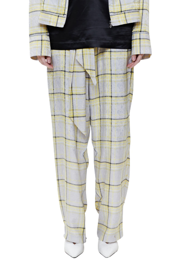 レイブレス(LABELESS) SILVER PAJAMAS CHECK TROUSERS