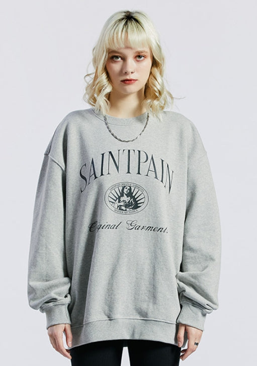 セイントペイン(SAINTPAIN) SP GRACEFUL CREW NECK-ASH MELANGE