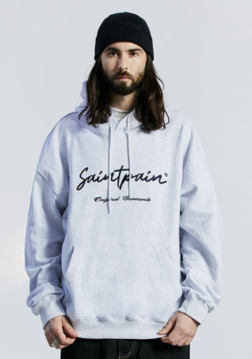 セイントペイン(SAINTPAIN) SP CALLI LOGO HOOD-ASH MELANGE