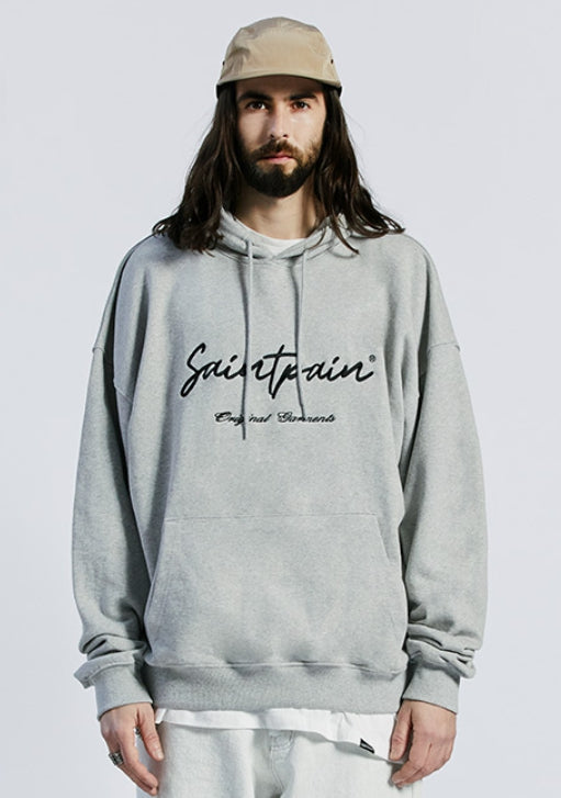 セイントペイン(SAINTPAIN) SP CALLI LOGO HOOD- MELANGE GRAY