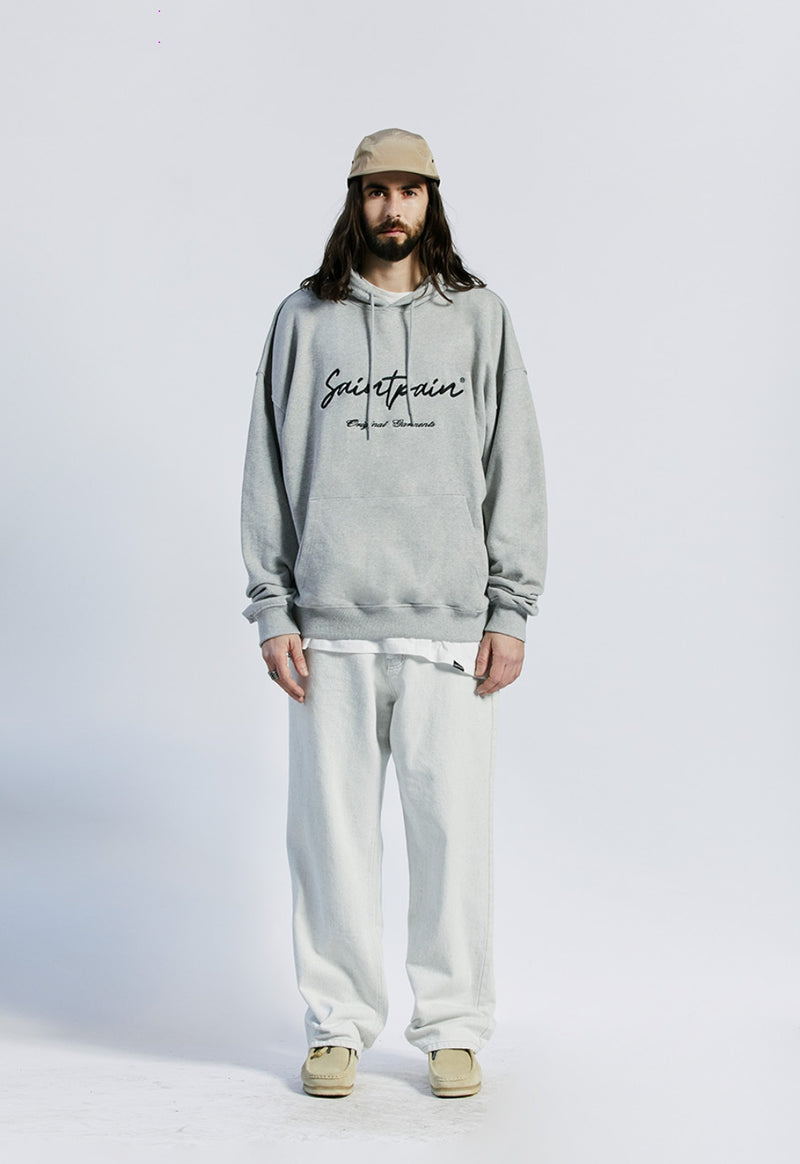 セイントペイン(SAINTPAIN) SP CALLI LOGO HOOD- MELANGE GRAY