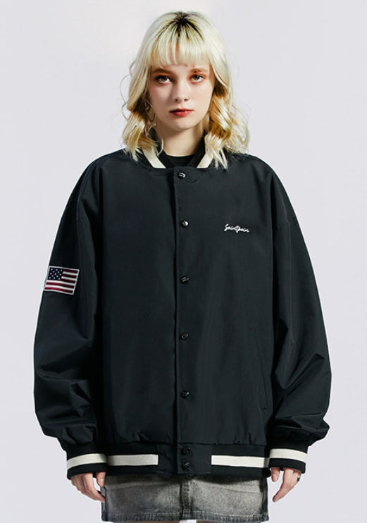 セイントペイン(SAINTPAIN) SP NYLON STADIUM JACKET-BLACK