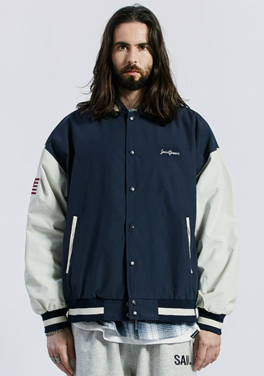 セイントペイン(SAINTPAIN) SP NYLON STADIUM JACKET-NAVY