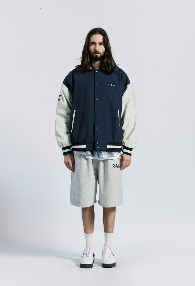 セイントペイン(SAINTPAIN) SP NYLON STADIUM JACKET-NAVY