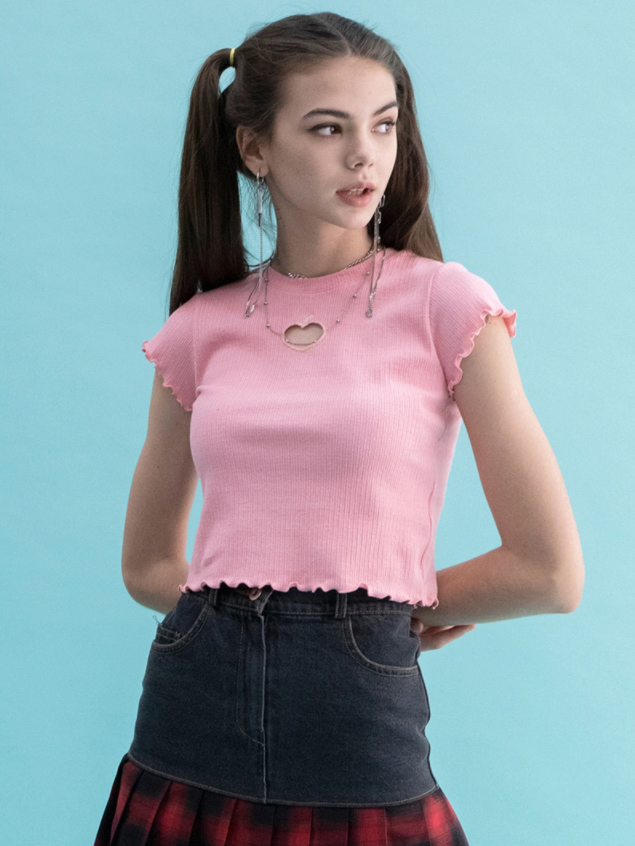 BABLETWO  (ビーエーブルトゥー)      Punching Peach T-shirts (PINK)