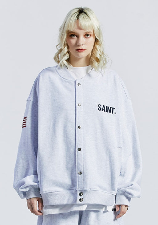 セイントペイン(SAINTPAIN) SP COTTON STADIUM JACKET-ASH MELANGE