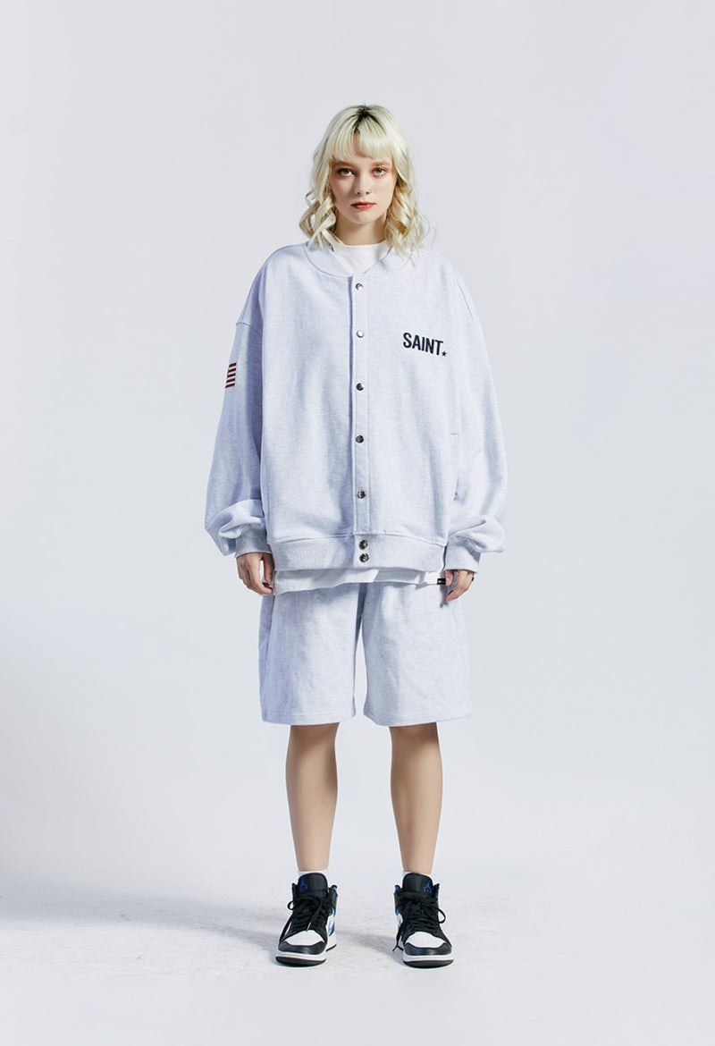 セイントペイン(SAINTPAIN) SP COTTON STADIUM JACKET-ASH MELANGE