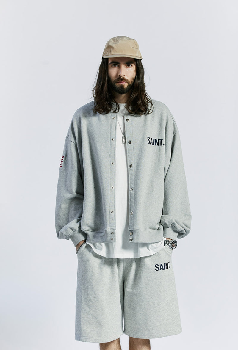 セイントペイン(SAINTPAIN) SP COTTON STADIUM JACKET-MELANGE GRAY