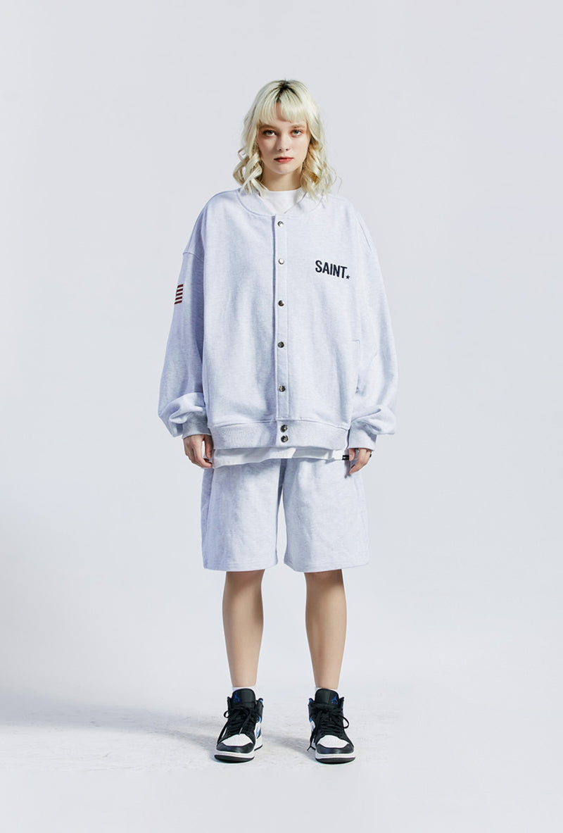 セイントペイン(SAINTPAIN) SP SAINT LOGO TWO TUCK SWEAT SHORTS-ASH MELANGE