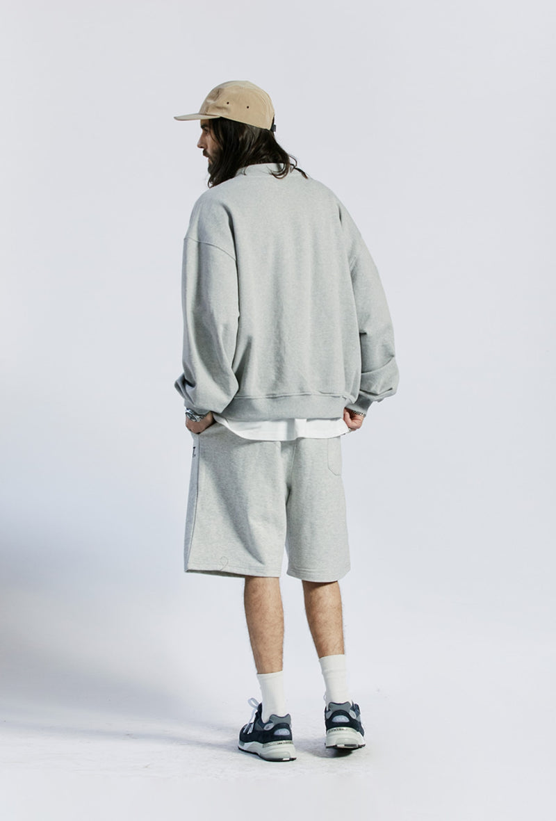 セイントペイン(SAINTPAIN) SP SAINT LOGO TWO TUCK SWEAT SHORTS-MELANGE GRAY