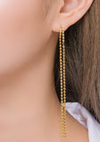 PASION (パシオン) Glitter Two-Line Drop Earrings (Gold)