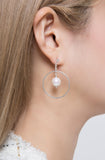 PASION (パシオン) Unbalanced Big Circle Pearl Earring (Silver)