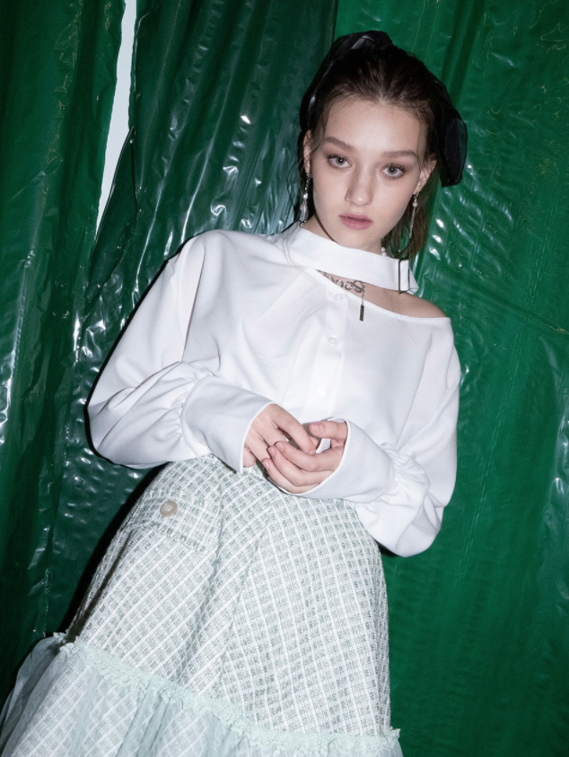 BABLETWO  (ビーエーブルトゥー) Stacy Halter Neck Blouse [white]