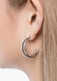 PASION (パシオン) Glitter Half-Curved Ring Earrings (Silver)