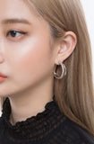 PASION (パシオン) Glitter Half-Curved Ring Earrings (Silver)