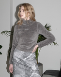 BABLETWO  (ビーエーブルトゥー)  Boa Fur Turtleneck Top [gray]