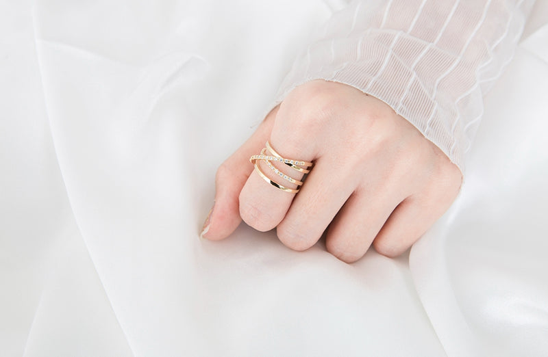 PASION (パシオン) Three-Line and Cross Ring (Gold)