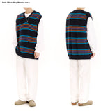 mahagrid (マハグリッド) STRIPED KNIT VEST [NAVY]