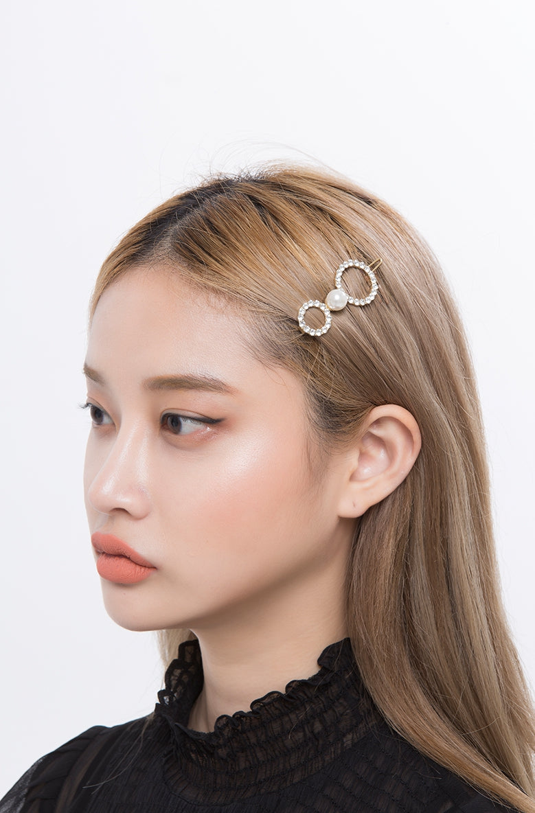 PASION (パシオン) Diamond Two Circle Pearl Pin