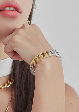 PASION (パシオン) Gold Silver Two One Big Chain Bracelet