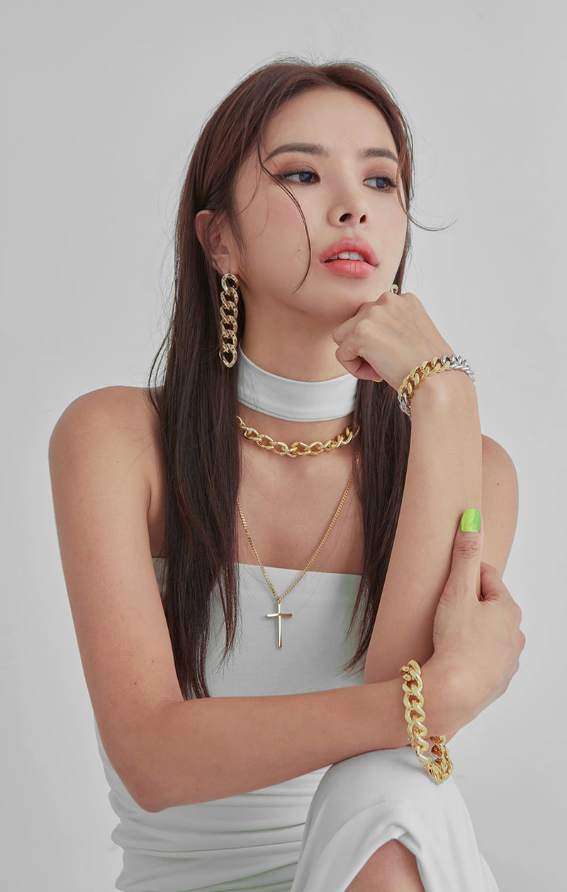 PASION (パシオン) Gold Silver Two One Big Chain Bracelet