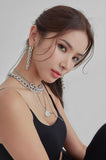 PASION (パシオン) Cross and Bold Choker Chain Necklace (Silver)