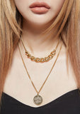 PASION (パシオン) Unique Layered Chain Pendant Necklace (Gold)