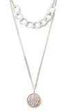 PASION (パシオン) Unique Layered Chain Pendant Necklace (Silver)