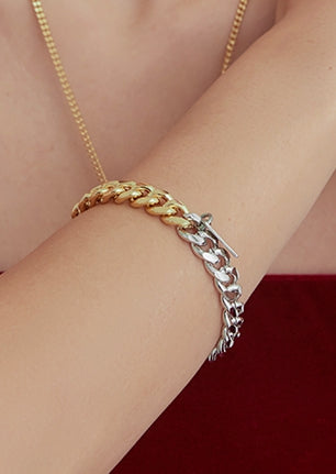 PASION (パシオン) Half Two Tone Chain Bracelet