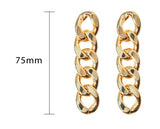 PASION (パシオン) Flat Bold Chain Drop Earrings (Gold)