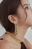 PASION (パシオン) Flat Bold Chain Drop Earrings (Gold)