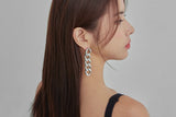 PASION (パシオン) Flat Bold Chain Drop Earrings (Silver)
