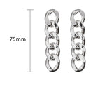PASION (パシオン) Flat Bold Chain Drop Earrings (Silver)