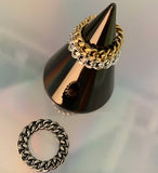 PASION (パシオン) [925 silver] thin chain layerd ring _ gold,silver,black