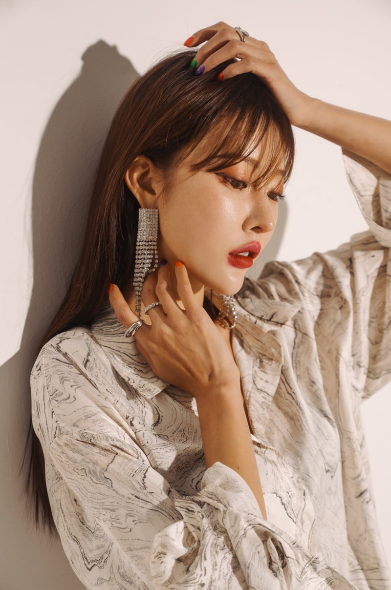 PASION (パシオン) [925 silver] Raindrop Cubic Drop Earrings