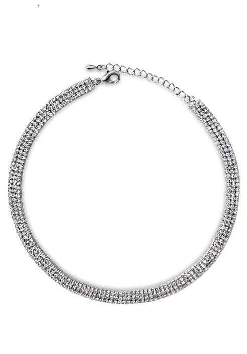 PASION (パシオン) Three line Full Cubic Choker Necklace