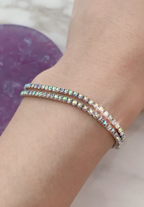 PASION (パシオン) 2-line tennis chain cubic bracelets (white cubic)