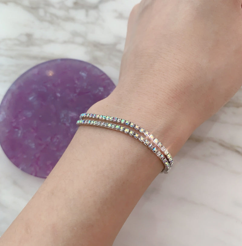 PASION (パシオン) 2-line tennis chain cubic bracelets (white cubic)