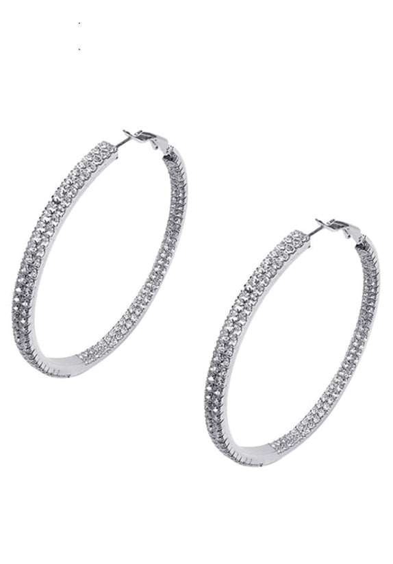 PASION (パシオン) Two line Inner Round Cubic Ring Earring