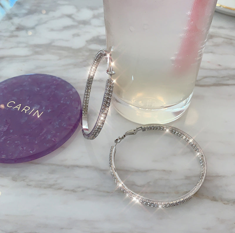 PASION (パシオン) Two line Inner Round Cubic Ring Earring