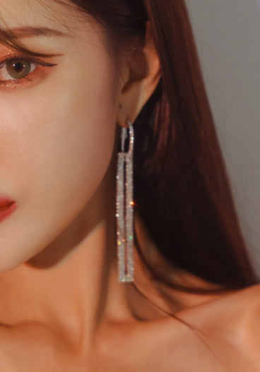 PASION (パシオン) Cubic Stone Stick Drop Earrings