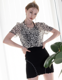 BABLETWO  (ビーエーブルトゥー)      Leopard Puff Blouse_BEIGE
