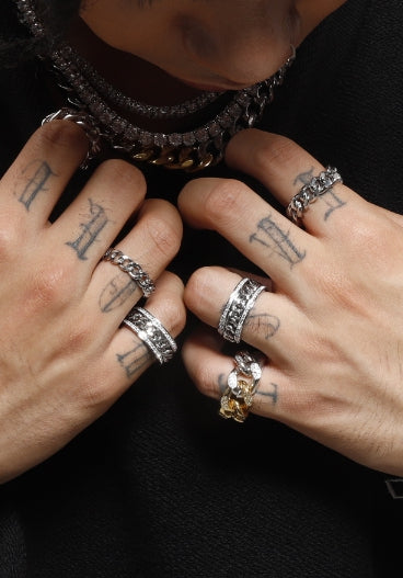 PASION (パシオン) Surgical Side Cubic Metallic Rolling Chain Ring