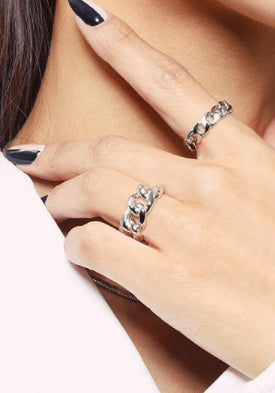 PASION (パシオン) Unisex Open Ring Bold Chain Ring