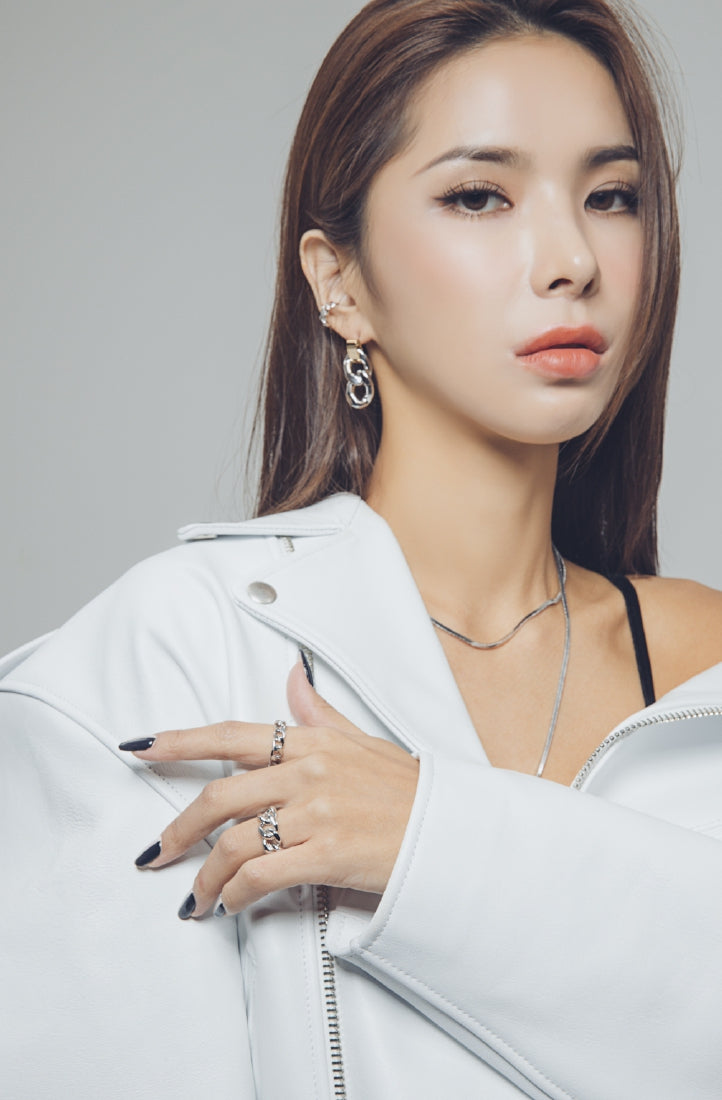 PASION (パシオン) Two Chain Pop Earrings (Silver)