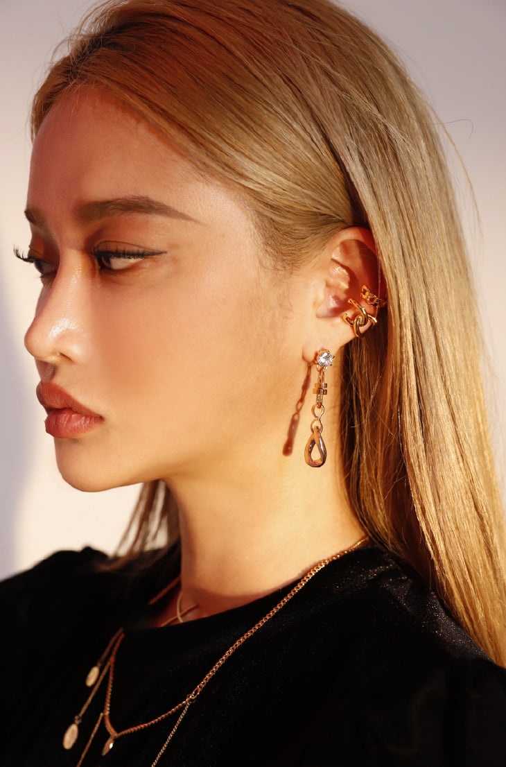 PASION (パシオン) Pop Cubic Chain Earrings (Gold)