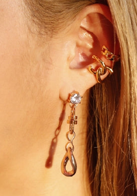 PASION (パシオン) Pop Cubic Chain Earrings (Gold)