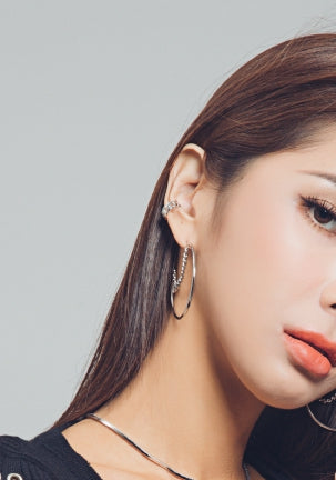 PASION (パシオン) Half Moon Layered Chain Ring Earrings